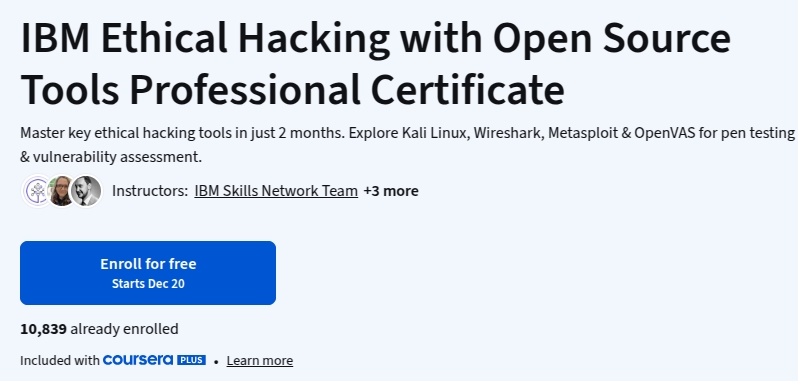 चित्र · IBM Ethical Hacking Open Source Tools पेशेवर प्रमाण पत्र के साथ 2025-12