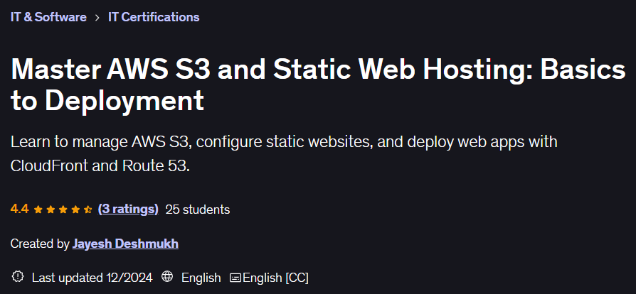 이미지 · 마스터 AWS S3 및 정적 웹 호스팅 : 배치에 대한 기본 사항 2024-12