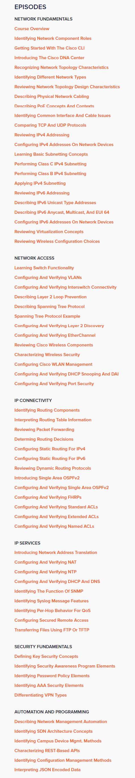 Course topics · ITProTV — Cisco CCNA (200-301) 2022-8