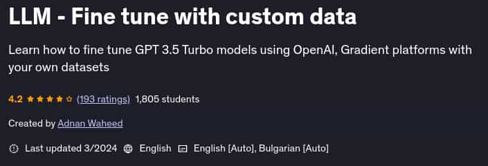 Pictures · Udemy — LLM – Fine tune with custom data 2024-3