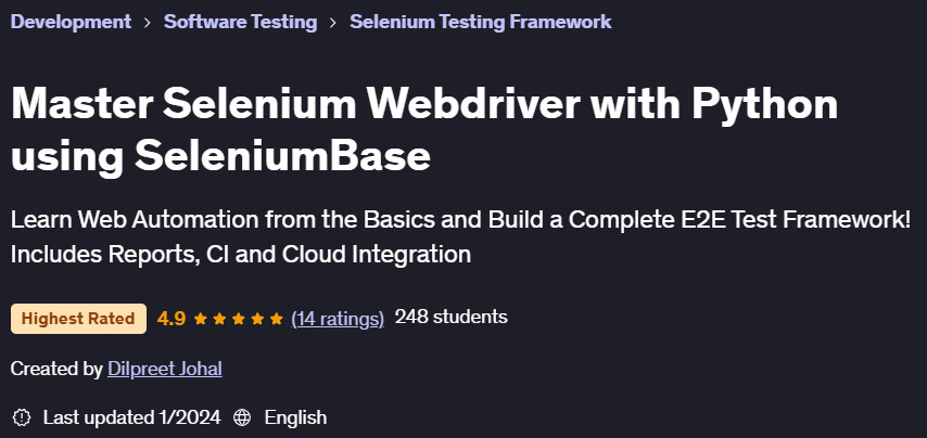 Pictures · Udemy — Master Selenium Webdriver with Python using SeleniumBase 2024-1