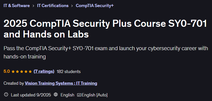 图片 · 2025 CompTIA 安全+课程SY0701 手在实验室 2025-9