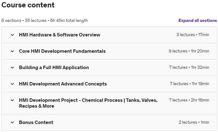 Course topics · Udemy — HMI Programming & Design – FactoryTalk View ME SCADA PLC 2019-11