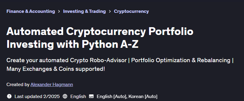 Pictures · Udemy — Automated Cryptocurrency Portfolio Investing with Python A-Z 2025-2