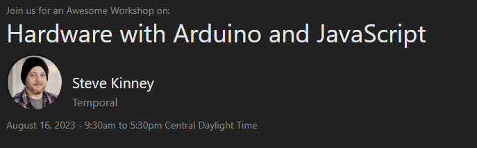 Pictures · Frontend Masters — Hardware with Arduino and JavaScript 2023-8