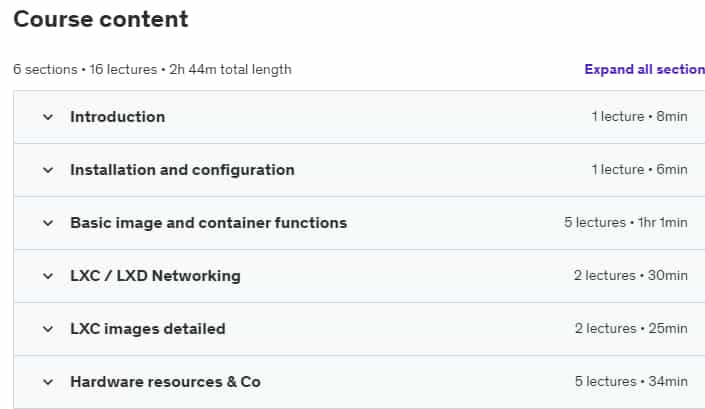 Course topics · Udemy — Linux Containers – LXC / LXD 2020-11