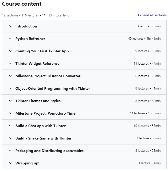 Course topics · GUI Development with Python and Tkinter 2022-6