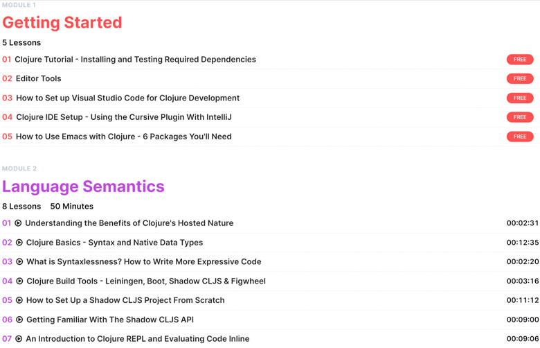 Course topics · Newline – Tinycanva: Clojure for React Developers 2021-2