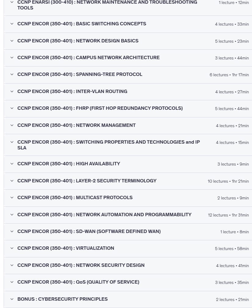 موضوعات الدورة · سيسكو CCNP Enterprise ( ENARSI + ENCOR ) v1.2 التدريب 2025-12