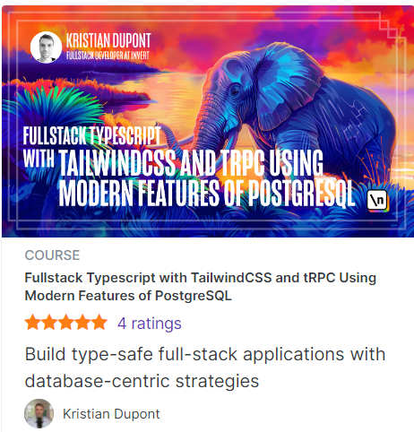 تصاویر · ٹیگ کیا گیا ہے:Fullstack Typescript TailwindCSS اور tRPC کے ساتھ جدید خصوصیات کا استعمال کرتے ہوئے PostgreSQL 2024-6