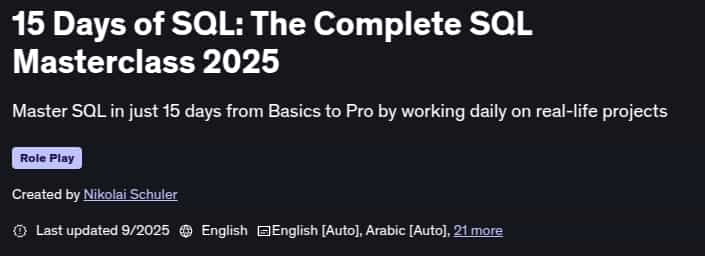 Pictures · Udemy — 15 Days of SQL: The Complete SQL Masterclass 2025 2025-9