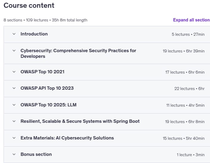 Course topics · Cybersecurity for Developers: From Basics to Best Practices 2025-11