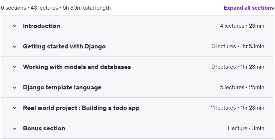 Course topics · Python Django Crash Course | Build Real World Web Apps 2024-12