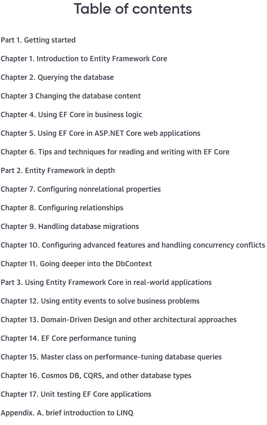 Course topics · Oreilly — Entity Framework Core in Action, Second Edition 2021-6