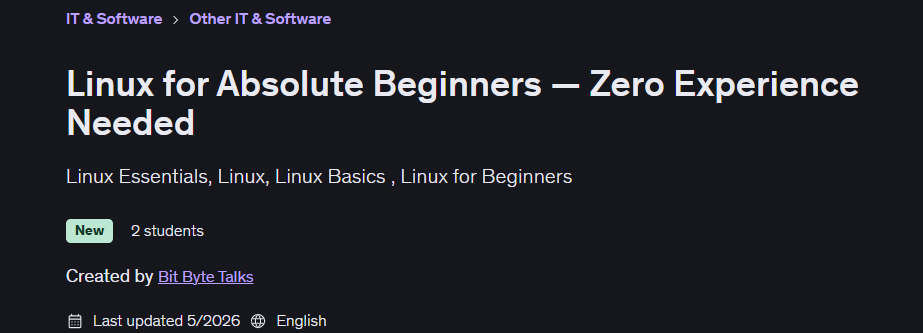 画像 · Linux Absolute Beginners - Zero Experience Needed(絶対初心者にはゼロ経験が必要) 2026-5