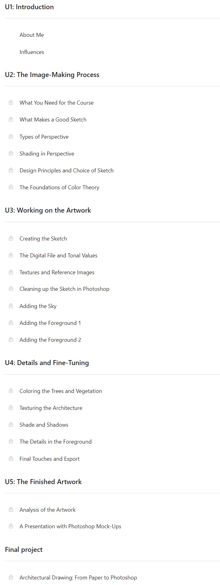 Course topics · Architectural Drawing: From Paper to Photoshop 2023-2