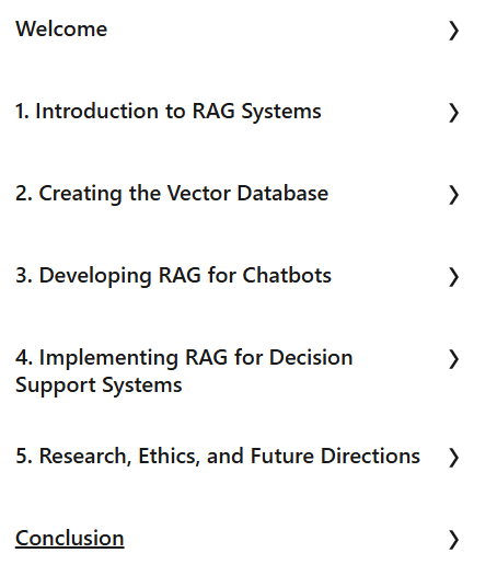 Course topics · LinkedIn — Building a RAG Solution from Scratch 2025-1