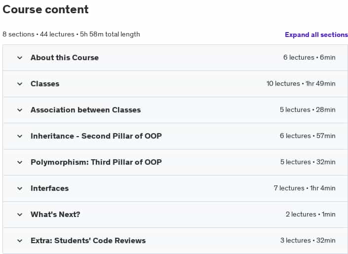 Course topics · Udemy — C# Intermediate: Classes, Interfaces and OOP 2019-10