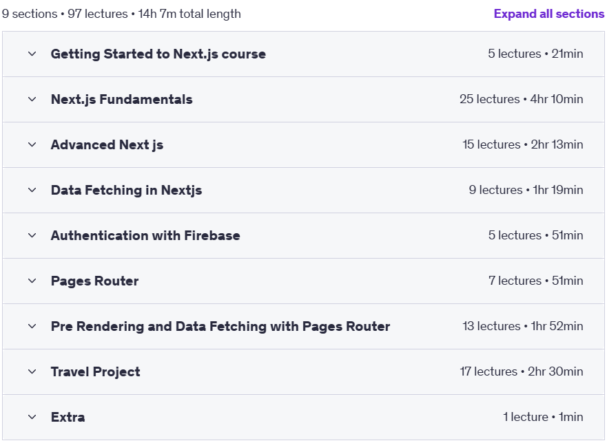 Course topics · Next.js | Master Modern Web Development From Scratch 2025-6