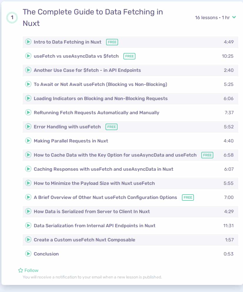 Course topics · Vueschool — The Complete Guide to Data Fetching in Nuxt 2024-11