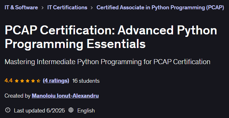 الصور · شهادة PCAP: متقدمة Python البرمجة الأساسية 2025-6