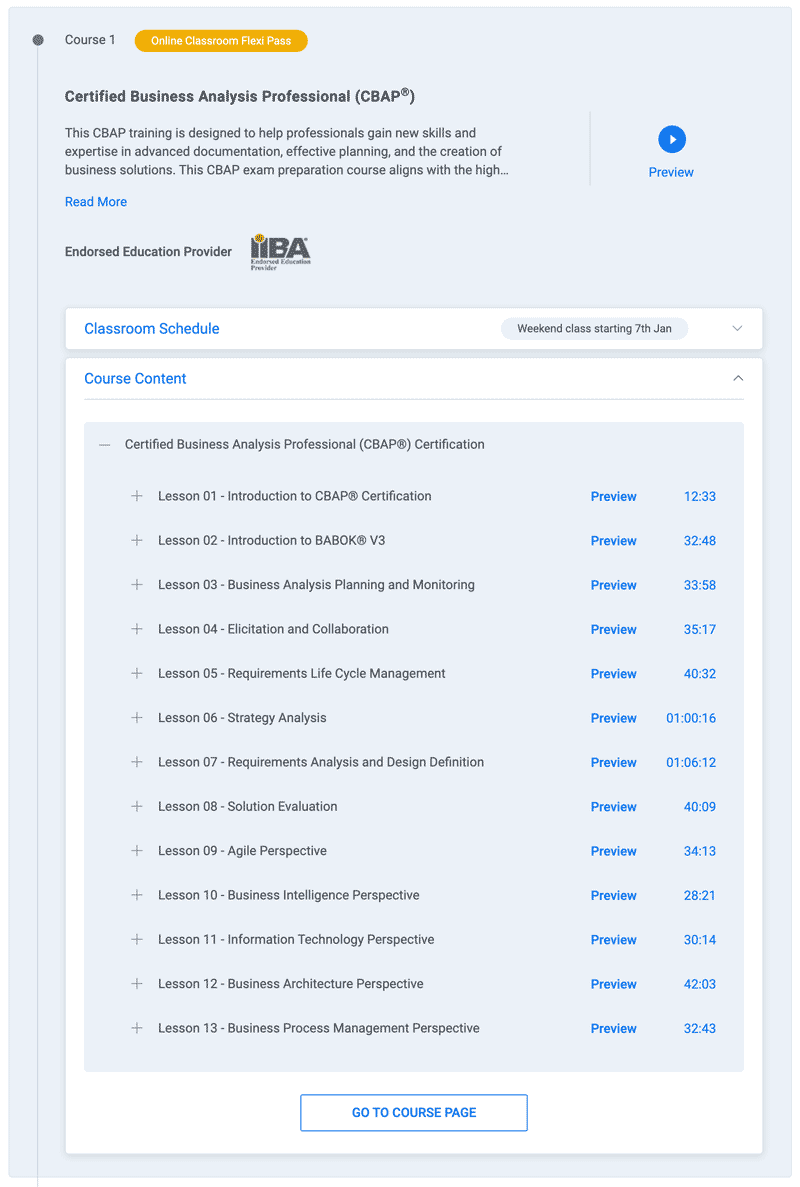 Course topics · Simplilearn — Business Analyst Certification Training Course 2020-9