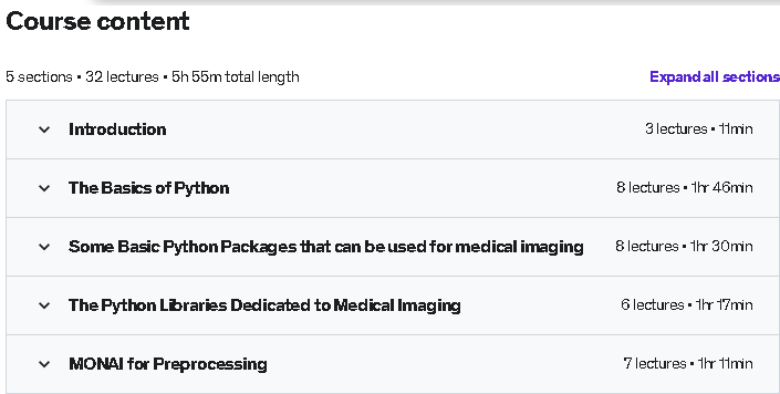 Course topics · Python Programming for Medical Imaging 2023-5
