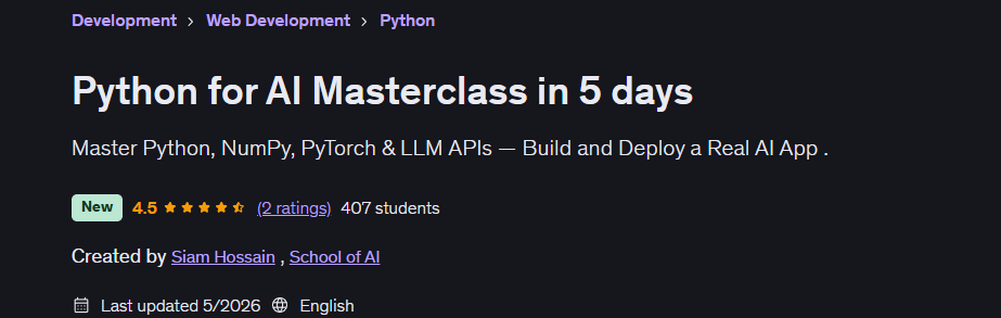 Pictures · Python for AI Masterclass in 5 days 2026-5