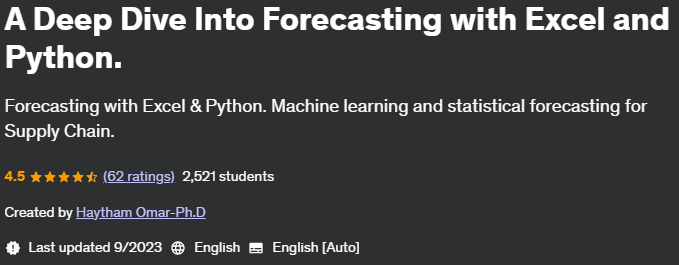 Pictures · Udemy — A Deep Dive Into Forecasting with Excel and Python. 2023-5