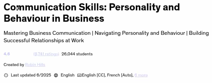 Pictures · Udemy — Communication Skills: Personality and Behaviour in Business 2025-6