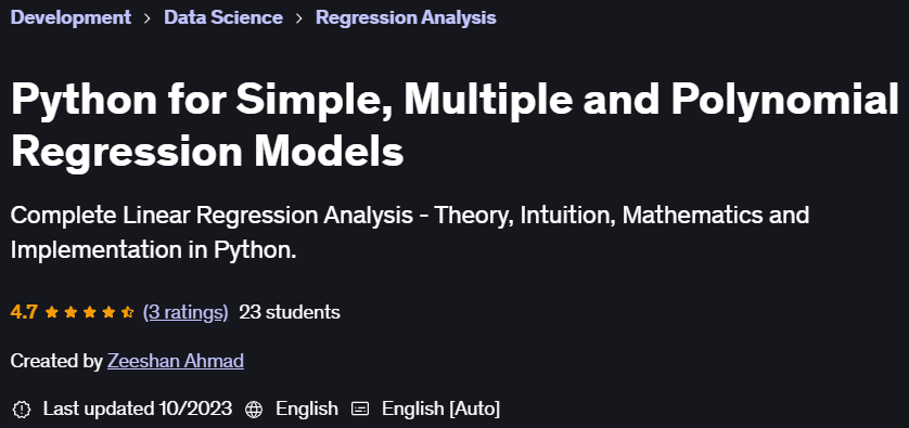 Pictures · Udemy — Python for Simple, Multiple and Polynomial Regression Models 2023-10