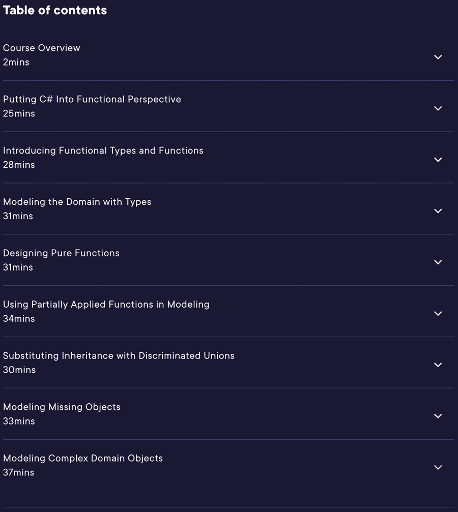 Course topics · Pluralsight — Functional C# 10 2022-11