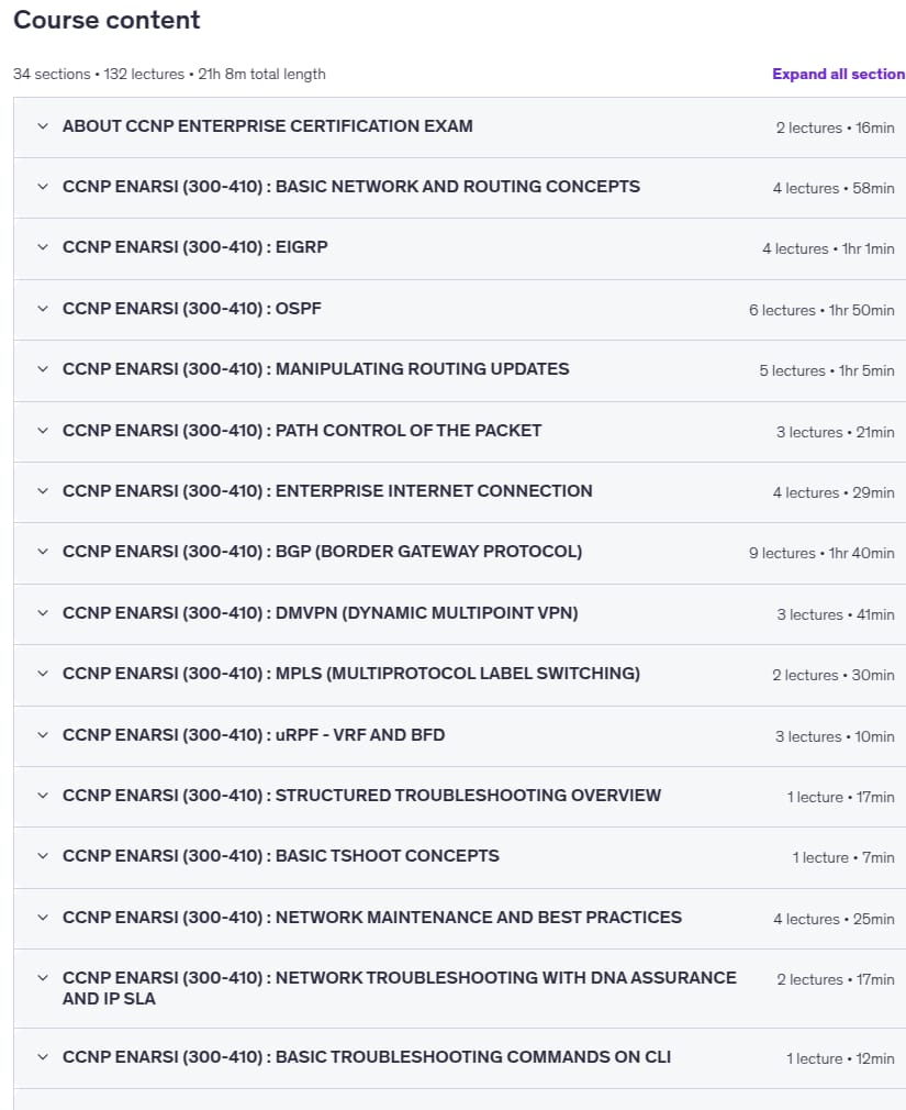 موضوعات الدورة · سيسكو CCNP Enterprise ( ENARSI + ENCOR ) v1.2 التدريب 2025-12