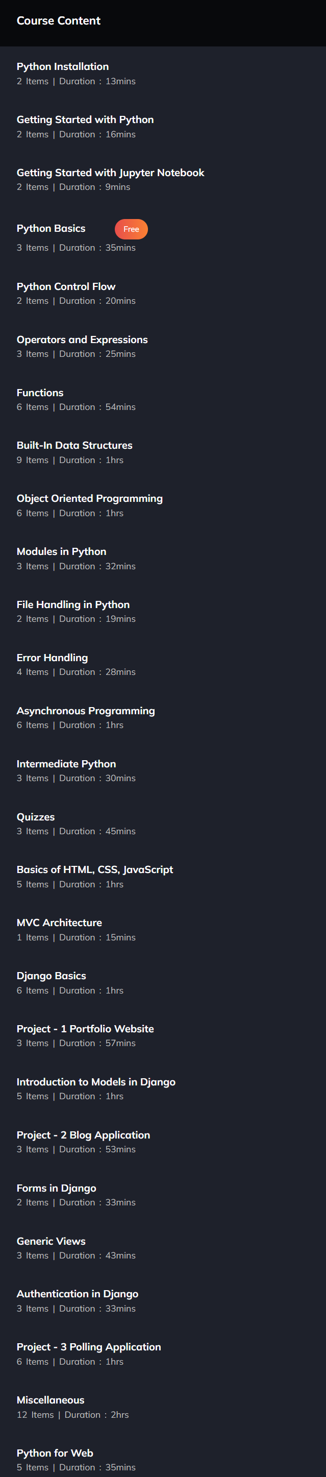 Course topics · Coding Blocks — Web Development with Python-Django 2024-12