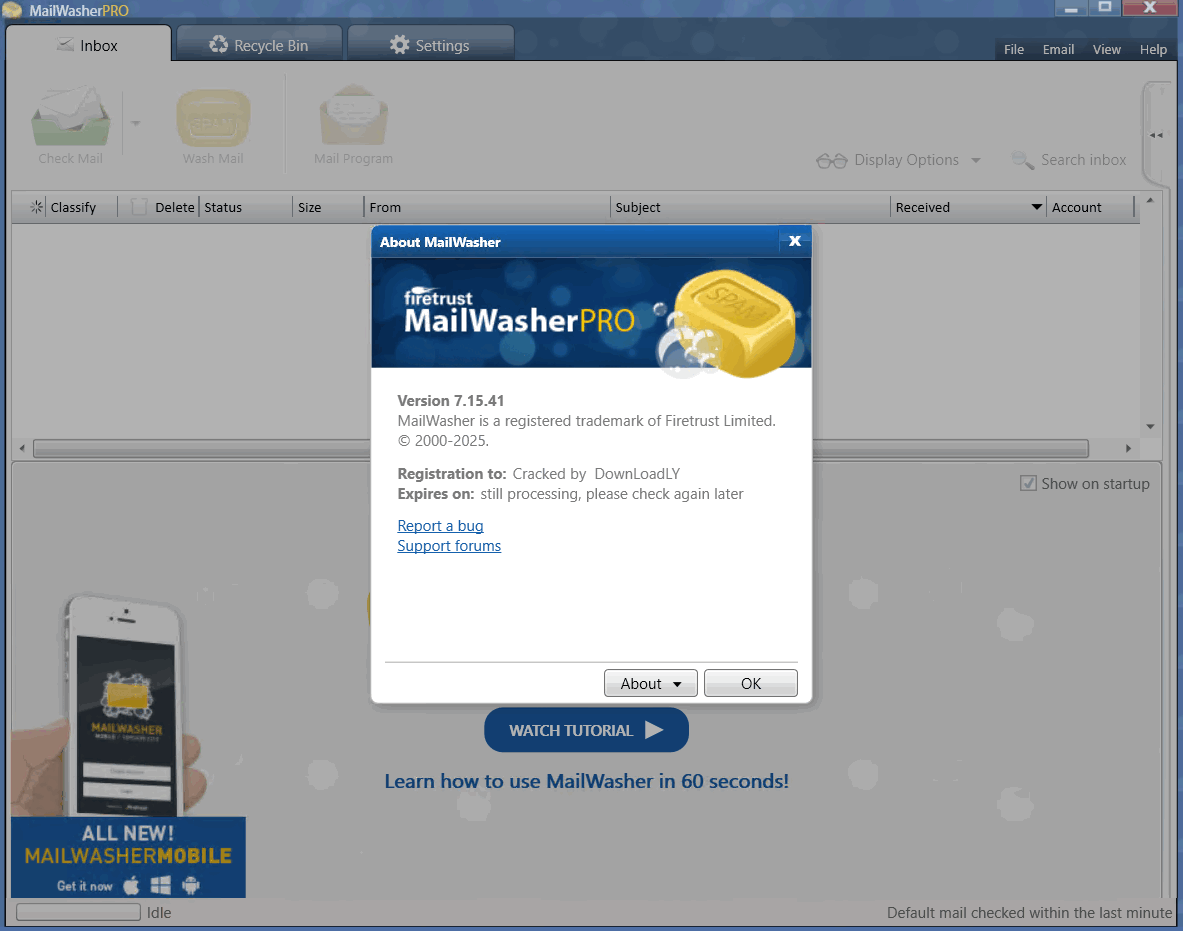 चित्र · MailWasher Pro के बारे में जानकारी 8.0.119