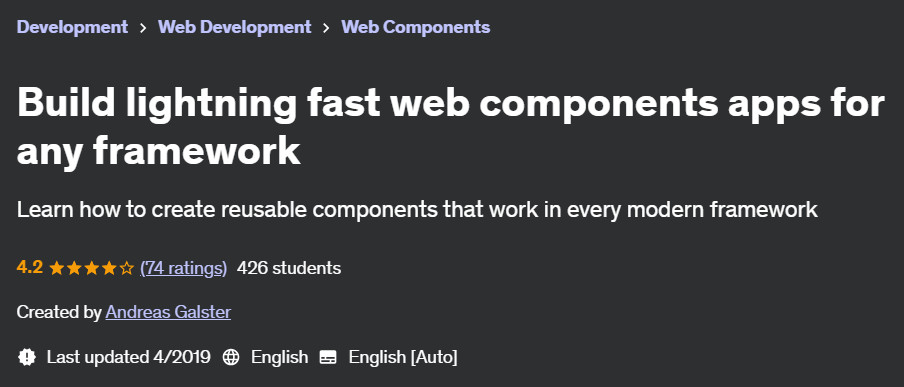 Pictures · Udemy — Build lightning fast web components apps for any framework 2019-3
