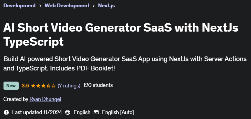 Pictures · Udemy — AI Short Video Generator SaaS with NextJs TypeScript 2024-11