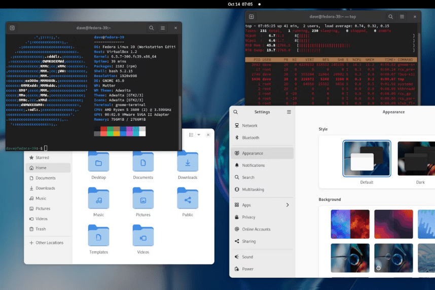 Pictures · Fedora Workstation v40