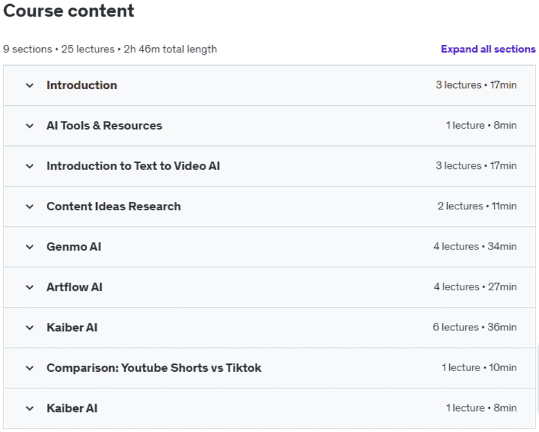 Course topics · Udemy — Generative AI: Transforming Text to Stunning Animated Videos 2023-5