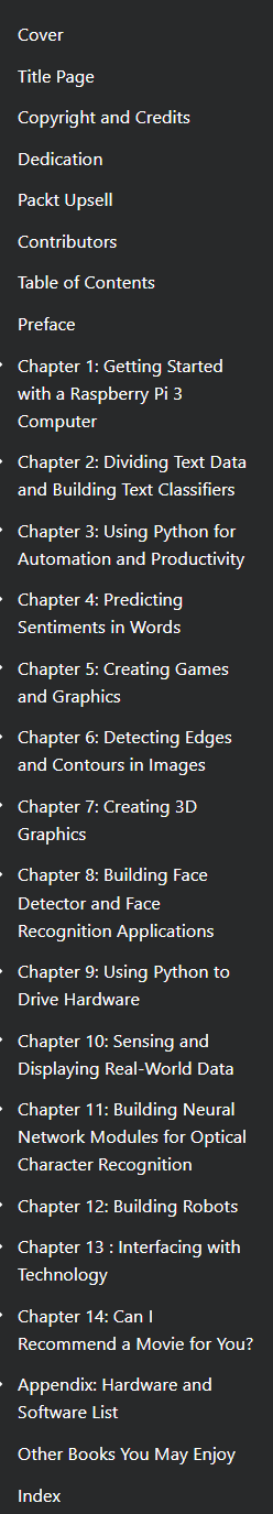 Pictures · Packt — Raspberry Pi 3 Cookbook for Python Programmers 2018