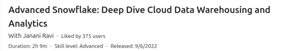 Pictures · LinkedIn — Advanced Snowflake: Deep Dive Cloud Data Warehousing and Analytics 2022-9