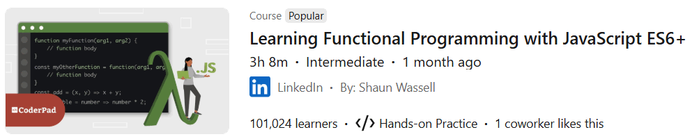 Pictures · LinkedIn — Learning Functional Programming with JavaScript ES6+ 2025-1
