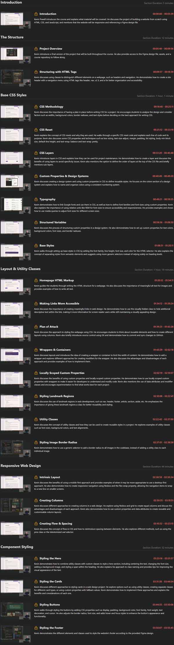 Course topics · Frontend Masters — Professional CSS: Build a Website from Scratch 2025-1