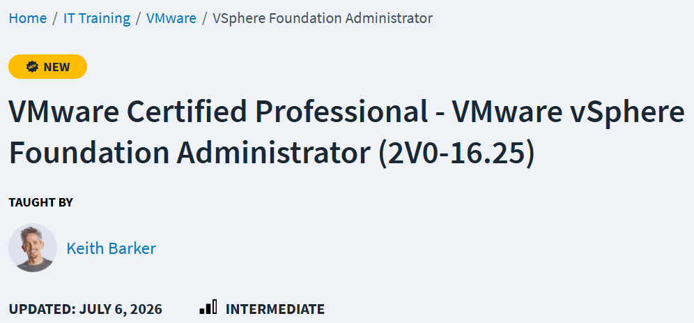 图片 · CBTNuggets – VMware Certified Professional – VMWare vSphere 基金会管理员(2V0-)16.25) 2026-7