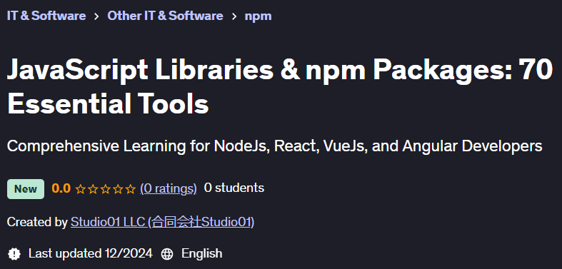 Pictures · Udemy — JavaScript Libraries & npm Packages: 70 Essential Tools 2024-12