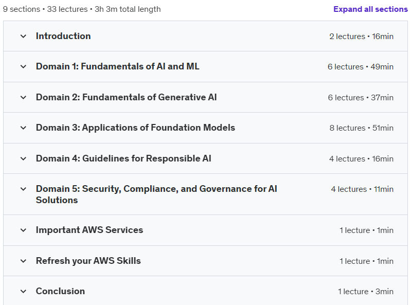 Course topics · AWS Certified AI Practitioner AIF-C01 Exam Preparation Guide 2024-9