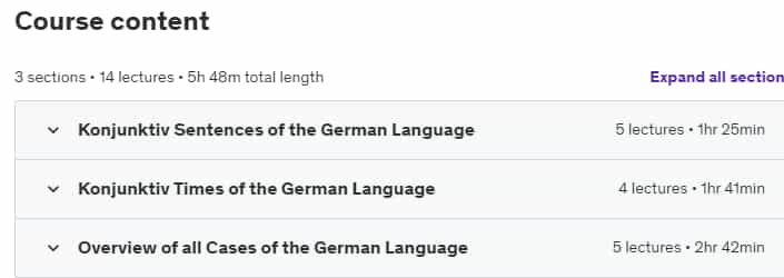 Course topics · Udemy — Learn German Language: Best German B1 Course [Advanced 1] 2023-8