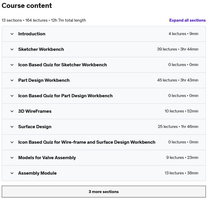Course topics · Udemy — Complete CATIA V5 Express Training 2022-5