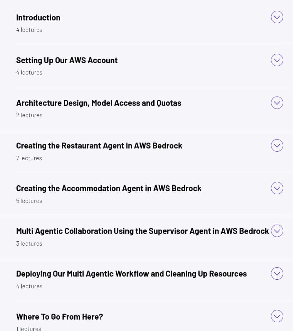 Course topics · ZeroToMastery — Build AI Agents with AWS 2025-4