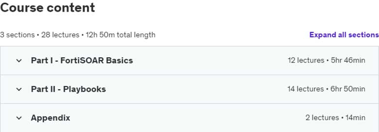 Course topics · Udemy — Fortinet FortiSOAR From Zero To Hero 2023-4